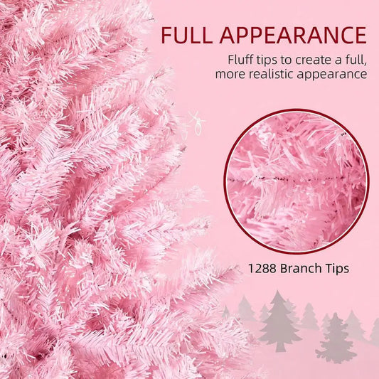 High Quality Artificial Pink Spruce Christmas Trees Auto Open Steel Base Remote Control Eco-Friendly for Indoor Xmas Decoration
