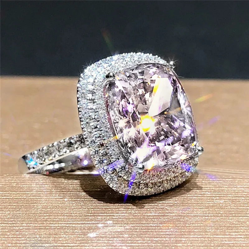 F1519 Women's Cocktail Ring Cushion Cut Lab Created Cubic Zirconia Pave Setting Engagement Fashion Ring