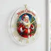 Custom Santa Claus Reindeer Acrylic Wall Clock 10 Christmas Holiday Decor, Transparent Edge, Silent Quartz