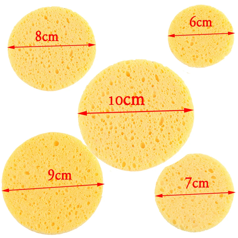 5/10pcs 6/7/8/9cm Face Round Makeup Remover Tool Natural Wood Pulp Sponge Cellulose Compress Cosmetic Puff Facial Cleaning Spong