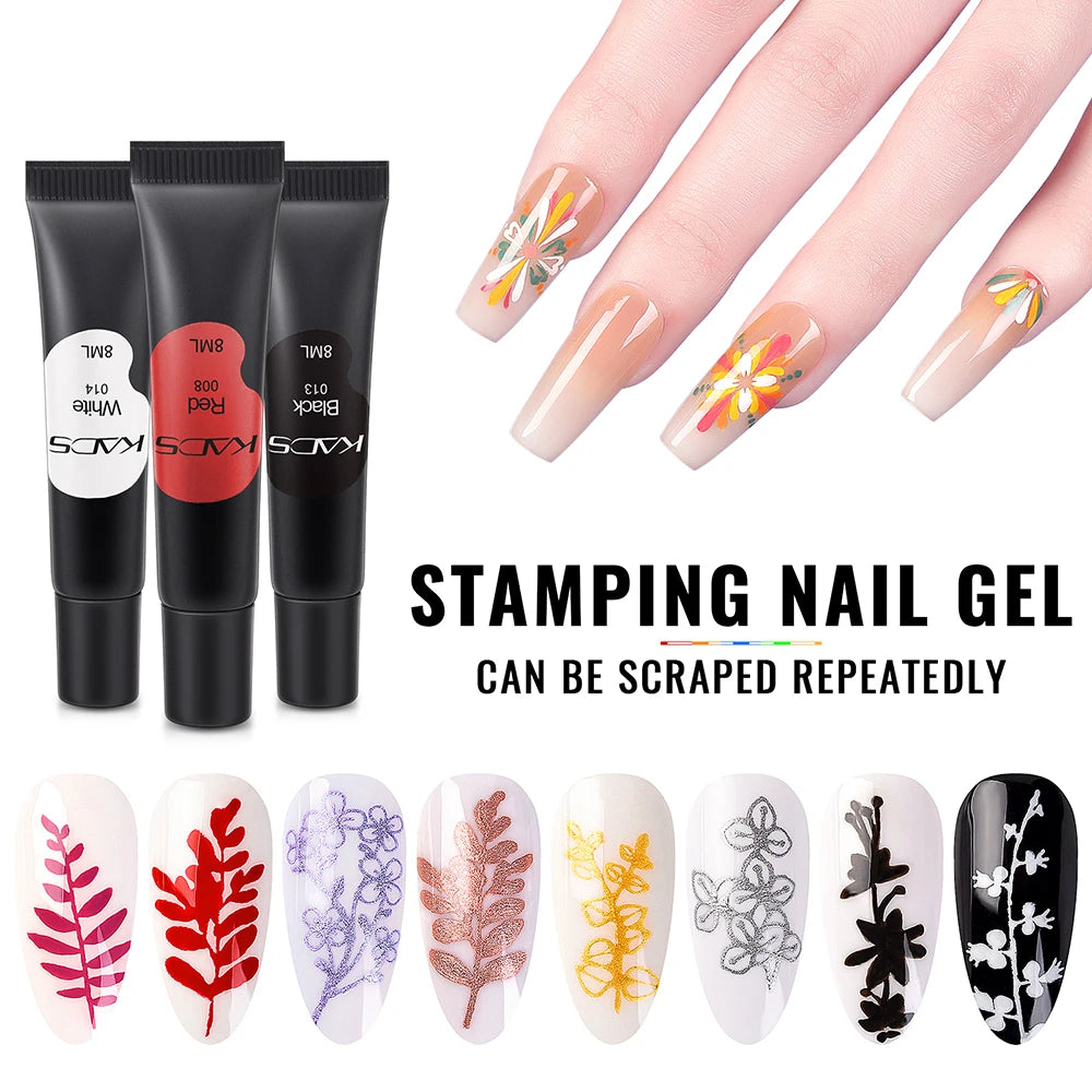 Stamping Gel Polish 8ml Gel Paint Nail Polish for Stamping Print Black White UV Gel Vanish for Nail Art Stamp Plate Tool