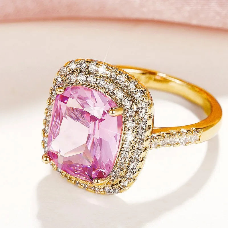 F1519 Women's Cocktail Ring Cushion Cut Lab Created Cubic Zirconia Pave Setting Engagement Fashion Ring