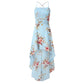 Women Holiday Floral Print Long Dresses Summer Spaghetti Strap Beach Swing Party A Line Dress Sexy Backless Irregular Dress Robe