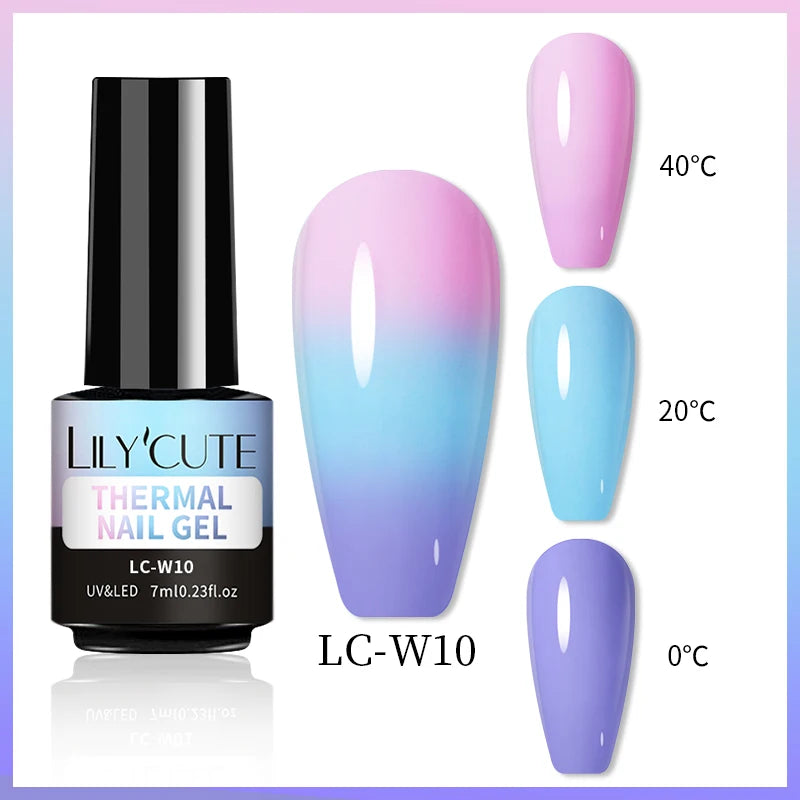 LILYCUTE 7ML Thermal Gel Nail Polish Ultra-thin Temperature Color Changing Gel Polish Semi Permanent UV Gel Nail Art Gel Varnish