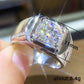 Princess Cut Diamond Ring Men White Gold Tone Side Stone Elegant Engagement Fashion Statement Jewelry Daily Wear Ring