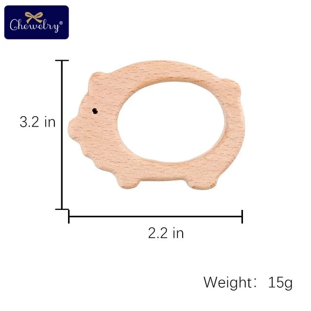 10pc Wooden Teether Animals Beech Teething Grasping Wooden Animal Toy Rodent Baby Teether Pendant DIY  Pacifier Chain Kids Goods