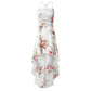 Women Holiday Floral Print Long Dresses Summer Spaghetti Strap Beach Swing Party A Line Dress Sexy Backless Irregular Dress Robe
