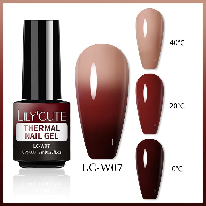 LILYCUTE 7ML Thermal Gel Nail Polish Ultra-thin Temperature Color Changing Gel Polish Semi Permanent UV Gel Nail Art Gel Varnish