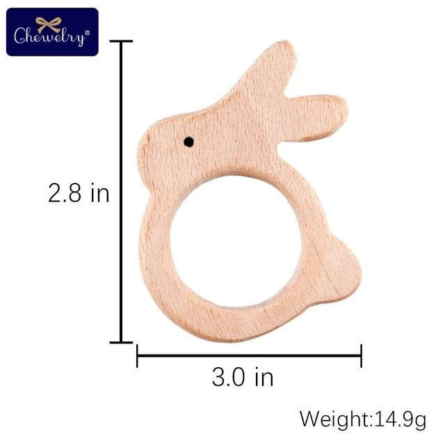 10pc Wooden Teether Animals Beech Teething Grasping Wooden Animal Toy Rodent Baby Teether Pendant DIY  Pacifier Chain Kids Goods
