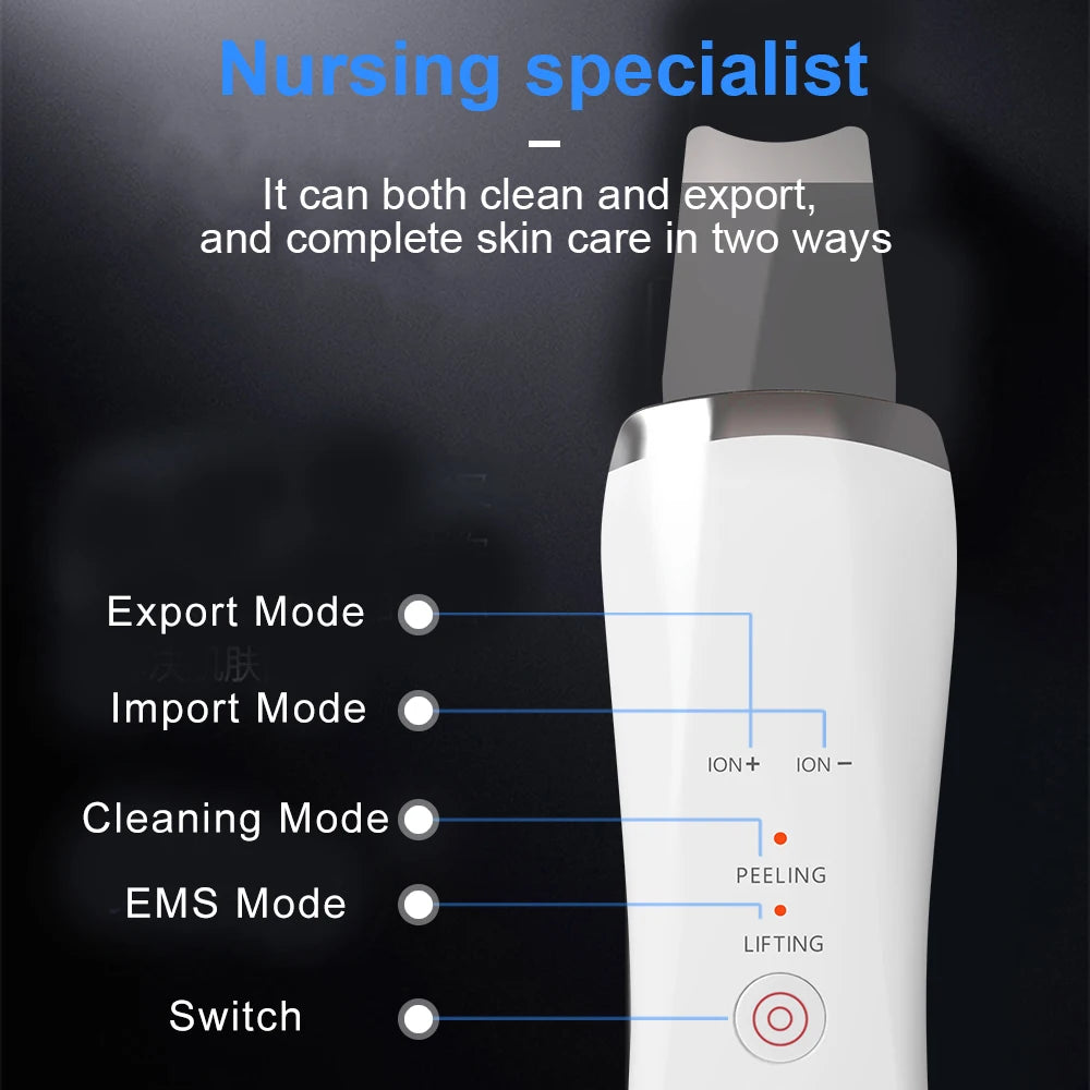Portable Electric Ultra-Sonic Skin Scrubber Facial Dead Skin Peeler & Cleaning Device Facile Face Peeling Machine