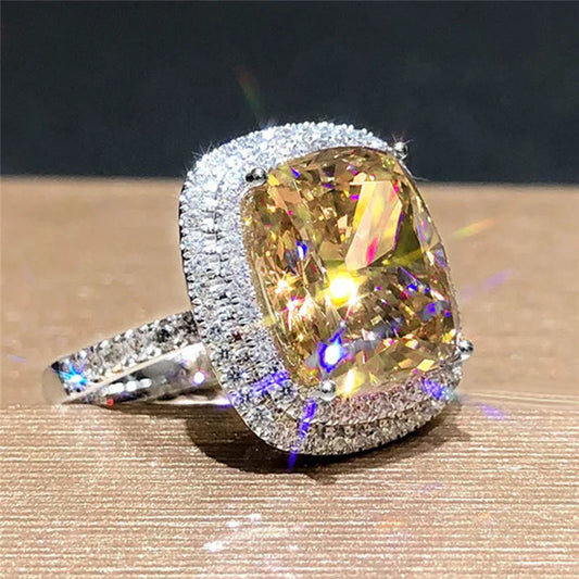 F1519 Women's Cocktail Ring Cushion Cut Lab Created Cubic Zirconia Pave Setting Engagement Fashion Ring