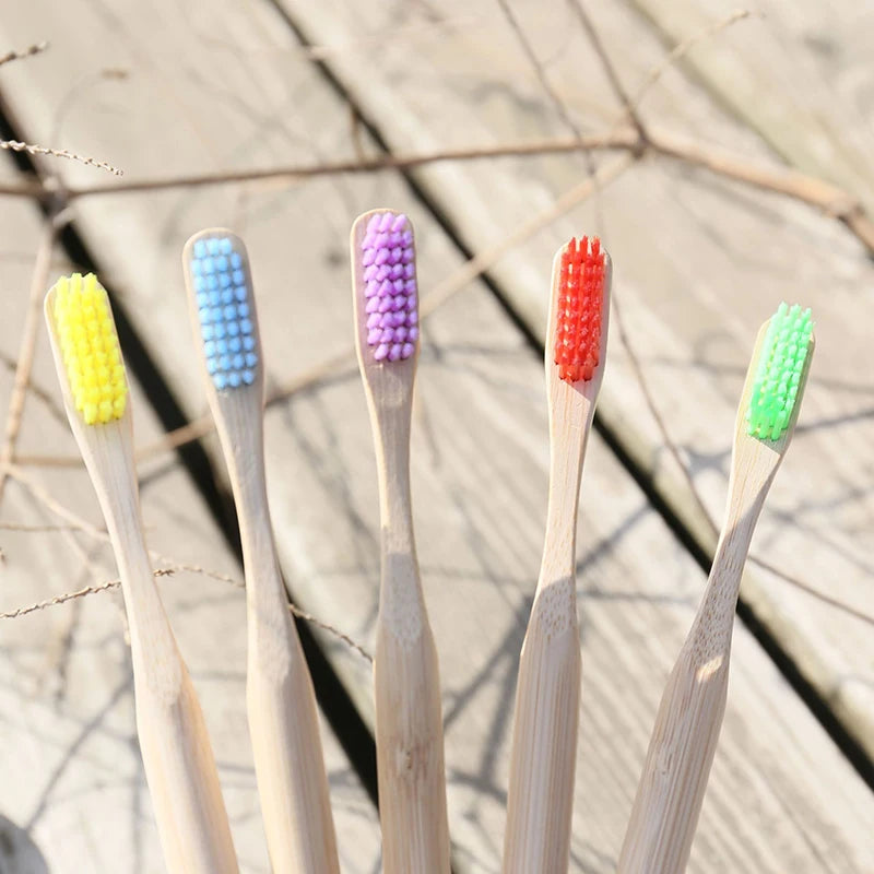 5 or 10 Pcs/Set Environmental Bamboo Fiber Toothbrush For Oral Health Low Carbon Medium Soft Bristle Wood Handle Toothbrush