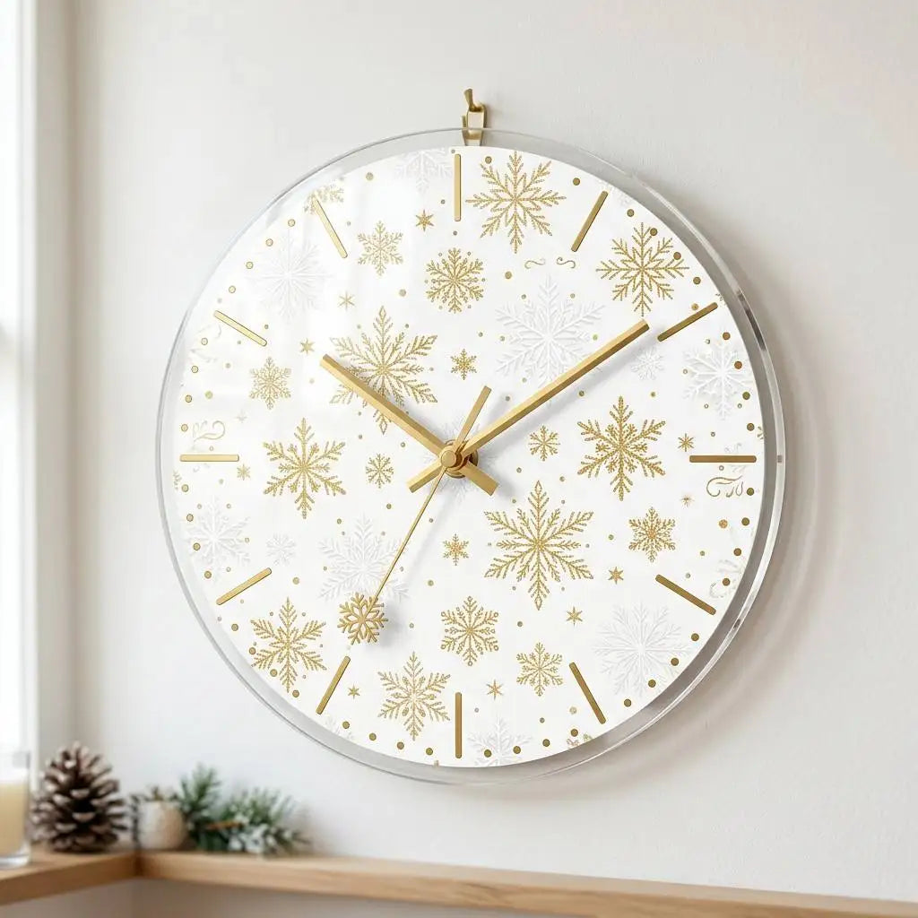 Custom Santa Claus Reindeer Acrylic Wall Clock 10 Christmas Holiday Decor, Transparent Edge, Silent Quartz