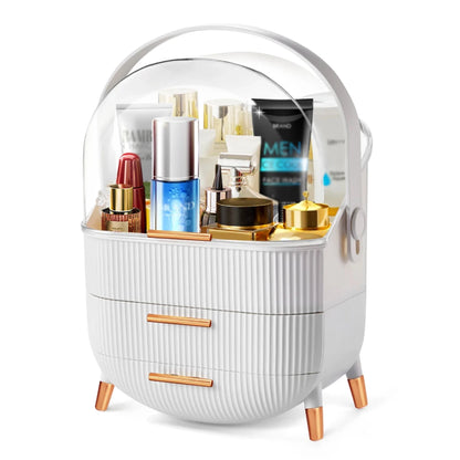 Makeup storage box suitable for dressing table and bathroom countertop transparent lid cosmetic storage container