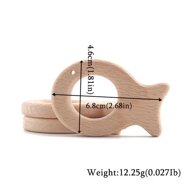 10pc Wooden Teether Animals Beech Teething Grasping Wooden Animal Toy Rodent Baby Teether Pendant DIY  Pacifier Chain Kids Goods