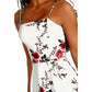 Women Holiday Floral Print Long Dresses Summer Spaghetti Strap Beach Swing Party A Line Dress Sexy Backless Irregular Dress Robe
