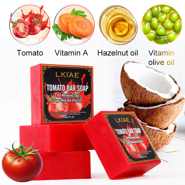 Private Label 10x Whitening Soap Handmade 2-Pack Natural Tomato Cleanse Dark Spot Even Tone Brightening Soap for Instant Glow
