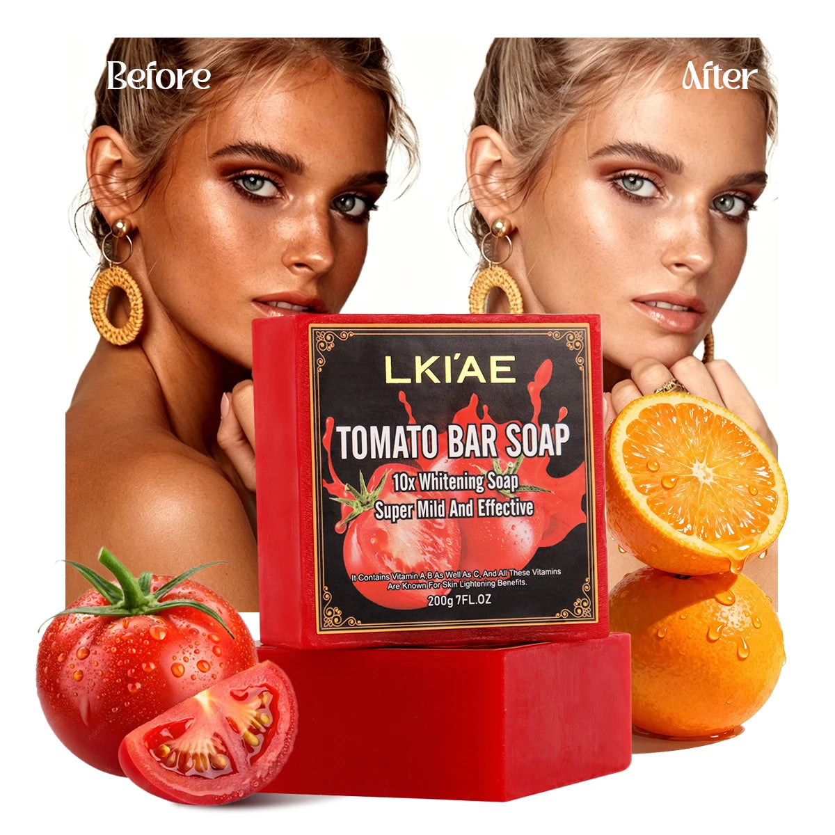 Private Label 10x Whitening Soap Handmade 2-Pack Natural Tomato Cleanse Dark Spot Even Tone Brightening Soap for Instant Glow