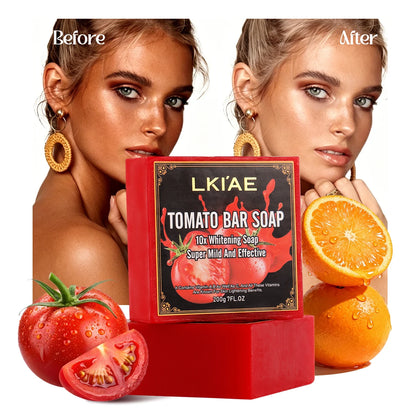 Private Label 10x Whitening Soap Handmade 2-Pack Natural Tomato Cleanse Dark Spot Even Tone Brightening Soap for Instant Glow