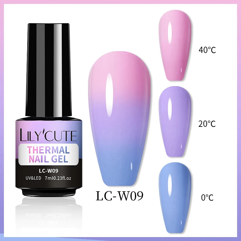 LILYCUTE 7ML Thermal Gel Nail Polish Ultra-thin Temperature Color Changing Gel Polish Semi Permanent UV Gel Nail Art Gel Varnish