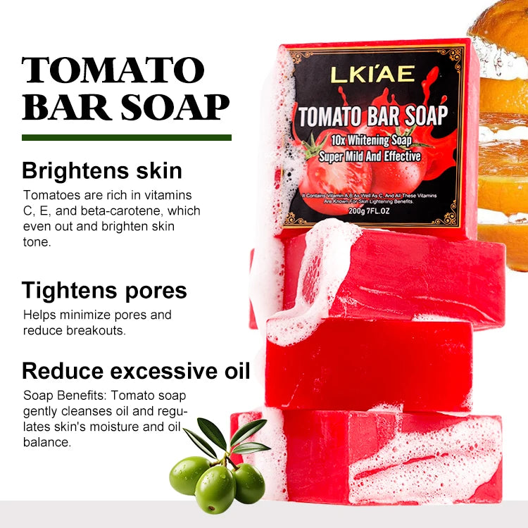 Private Label 10x Whitening Soap Handmade 2-Pack Natural Tomato Cleanse Dark Spot Even Tone Brightening Soap for Instant Glow