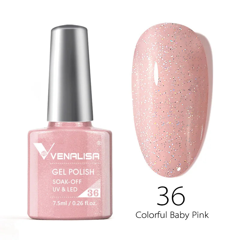 VENALISA Reflective Disco Glitter Full Coverage Super Diamond Sparkle Pigment Gel Nail Polish Soak off UV LED Nail Gel Varnish