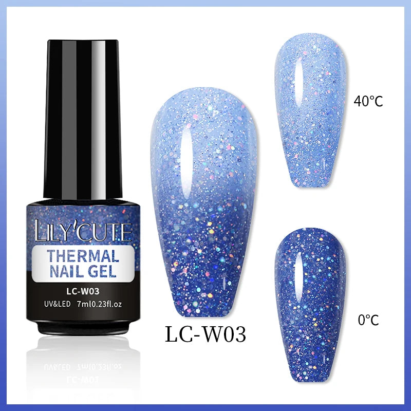 LILYCUTE 7ML Thermal Gel Nail Polish Ultra-thin Temperature Color Changing Gel Polish Semi Permanent UV Gel Nail Art Gel Varnish