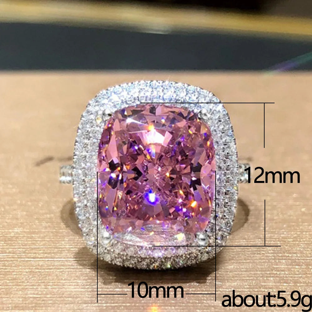 F1519 Women's Cocktail Ring Cushion Cut Lab Created Cubic Zirconia Pave Setting Engagement Fashion Ring