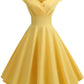 Pink Summer Dress Women V Neck Vintage Robe Elegant Retro pin up Party Office Midi Dresses