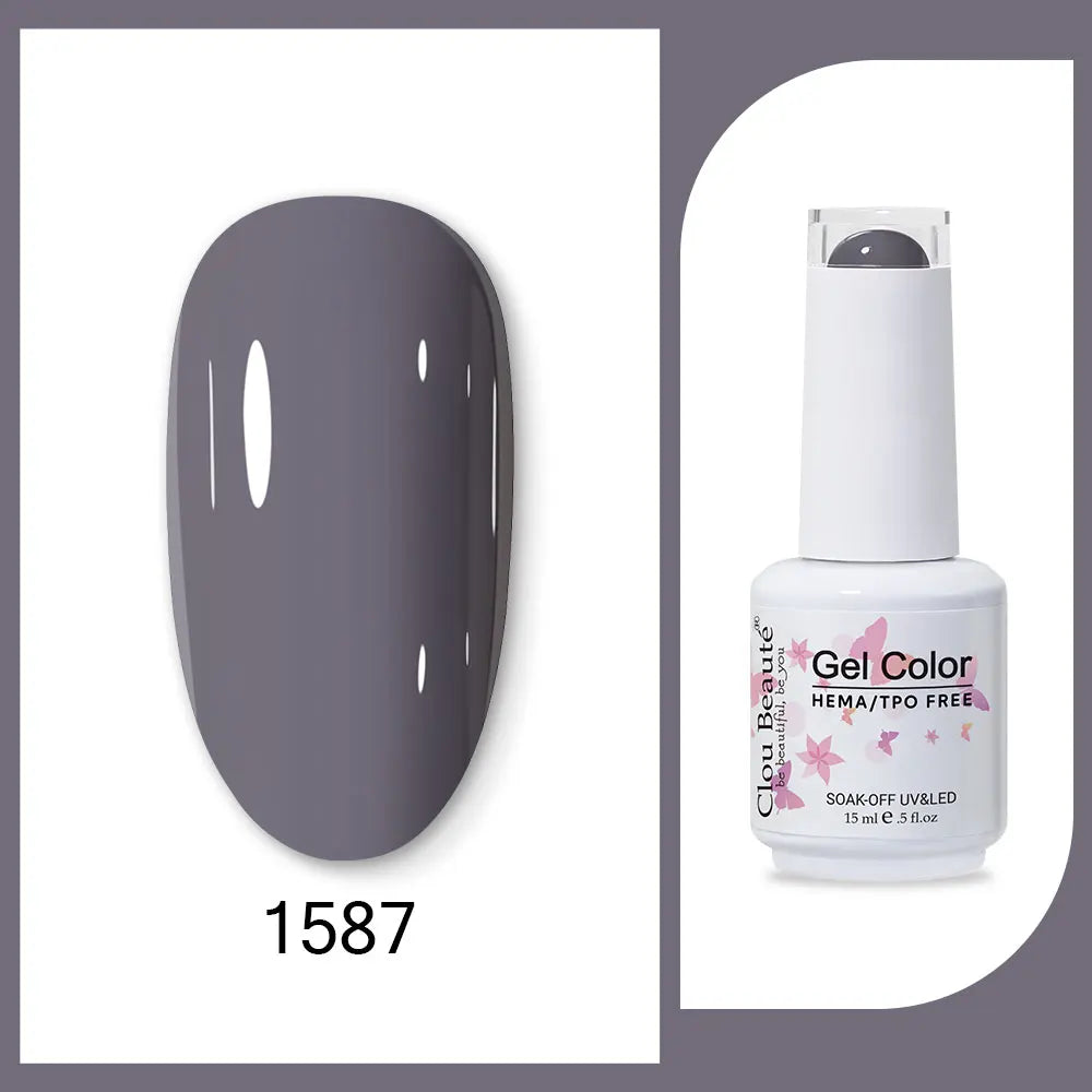 Clou Beaute 15ml HEMA TPO FREE Gel Nail Polish Bright Dark Army Green Gel Lacquer Semi Permanent Art Organic  Nail Gel Varnish
