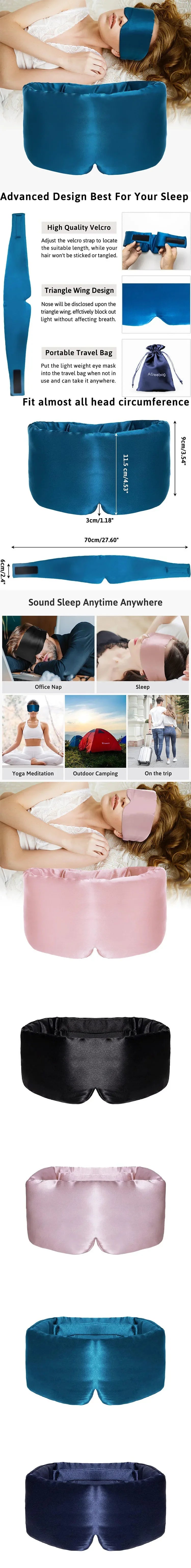100% Mulberry Silk Sleeping Mask Eyepatch Blocking Light Eyemask Eyeshade for Travel & Nap Soft Padded Sleep Mask Slaapmasker