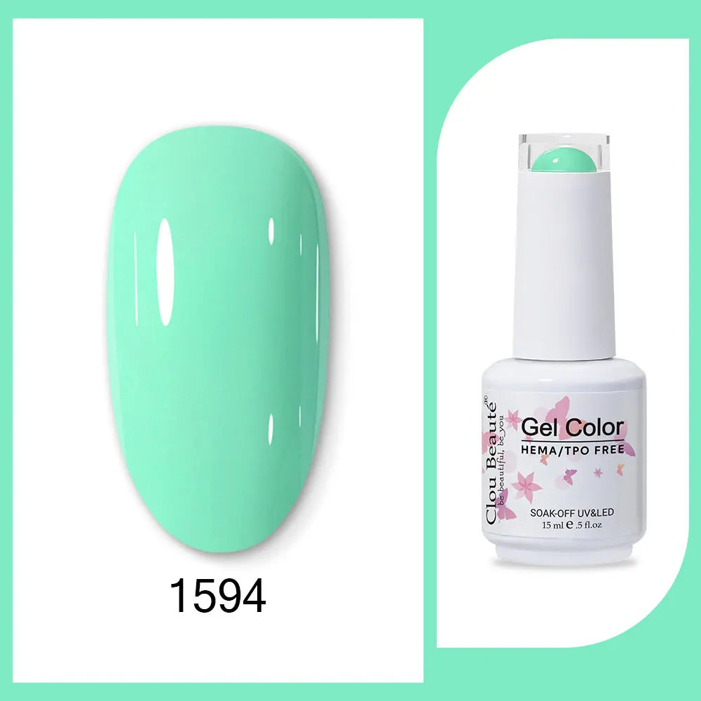 Clou Beaute 15ml HEMA TPO FREE Gel Nail Polish Bright Dark Army Green Gel Lacquer Semi Permanent Art Organic  Nail Gel Varnish