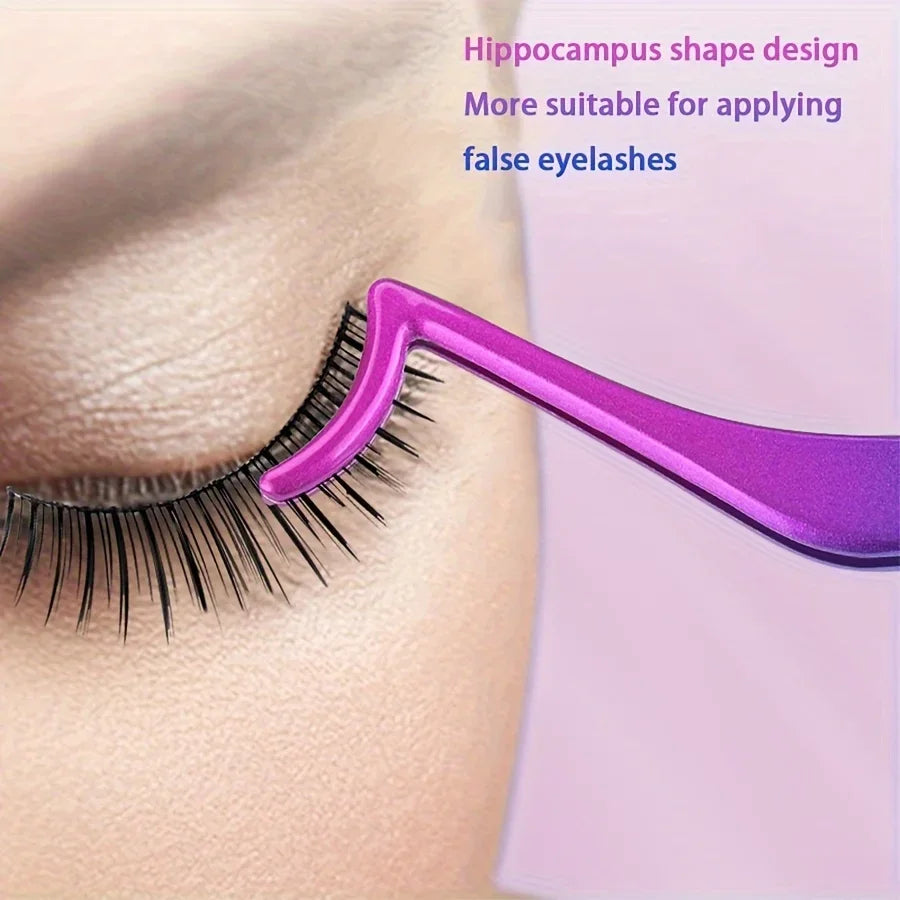Eyelash Curler High Density Flower Grafting Eyelash Tool Seahorse Shaped Design Straight and Curved Eyelash Extension Tweezers