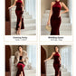Burgundy Velvet Halter Neck Mermaid Gown High Neck Split Evening Party Dress for Women Wedding Guest Prom Formal Dresses