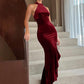 Burgundy Velvet Halter Neck Mermaid Gown High Neck Split Evening Party Dress for Women Wedding Guest Prom Formal Dresses