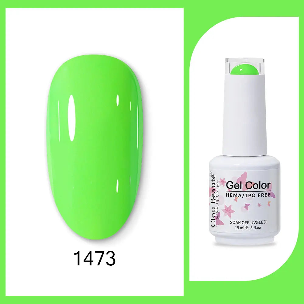Clou Beaute 15ml HEMA TPO FREE Gel Nail Polish Bright Dark Army Green Gel Lacquer Semi Permanent Art Organic  Nail Gel Varnish