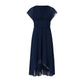 Elegant Women Chiffon Short Sleeve Long Dress V-Neck High Waist A-Line Evening Party Dress Tulle Cocktail Formal Dress Vestidos