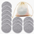 Reusable Bamboo Makeup Remover Pads 12pcs/Bag Washable Rounds Cleansing Facial Cotton Make Up Removal Pads Tool
