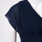Elegant Women Chiffon Short Sleeve Long Dress V-Neck High Waist A-Line Evening Party Dress Tulle Cocktail Formal Dress Vestidos