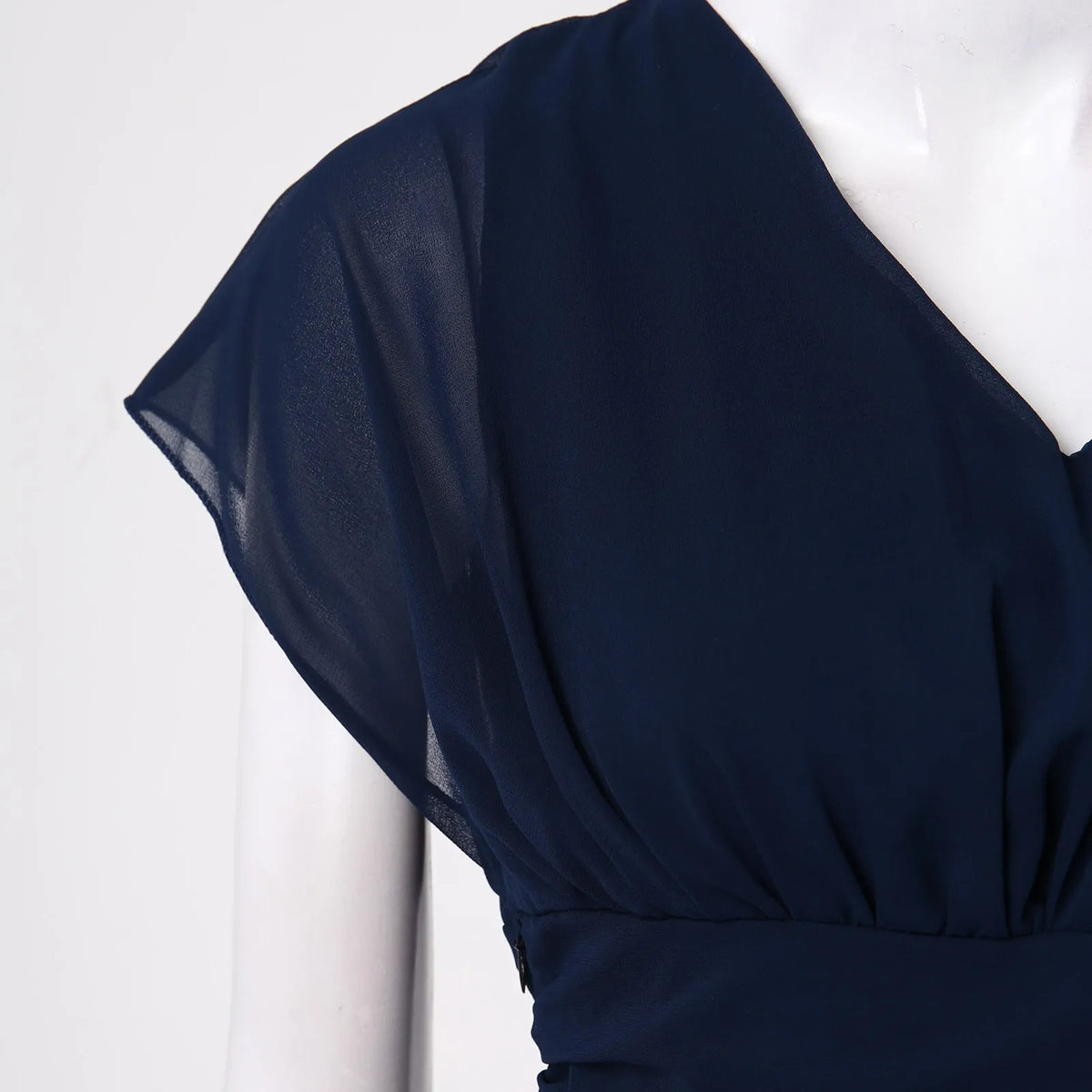 Elegant Women Chiffon Short Sleeve Long Dress V-Neck High Waist A-Line Evening Party Dress Tulle Cocktail Formal Dress Vestidos
