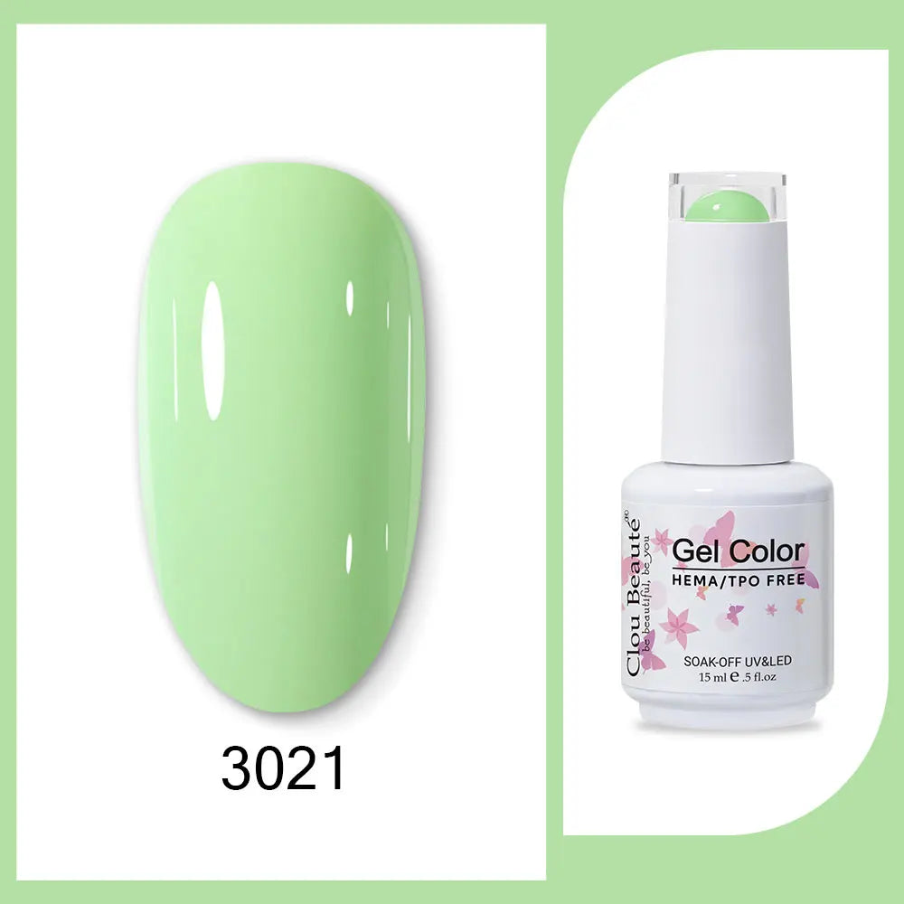 Clou Beaute 15ml HEMA TPO FREE Gel Nail Polish Bright Dark Army Green Gel Lacquer Semi Permanent Art Organic  Nail Gel Varnish
