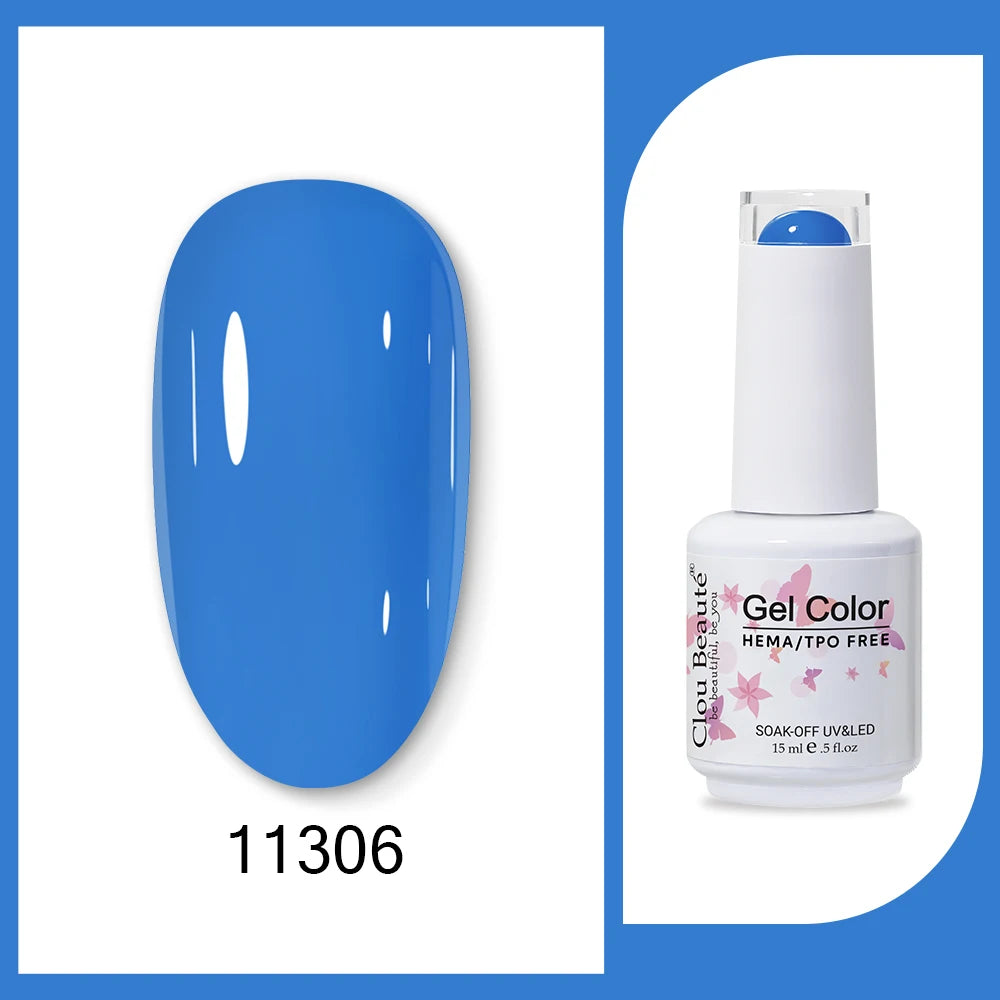 Clou Beaute 15ml HEMA TPO FREE Gel Nail Polish Bright Dark Army Green Gel Lacquer Semi Permanent Art Organic  Nail Gel Varnish