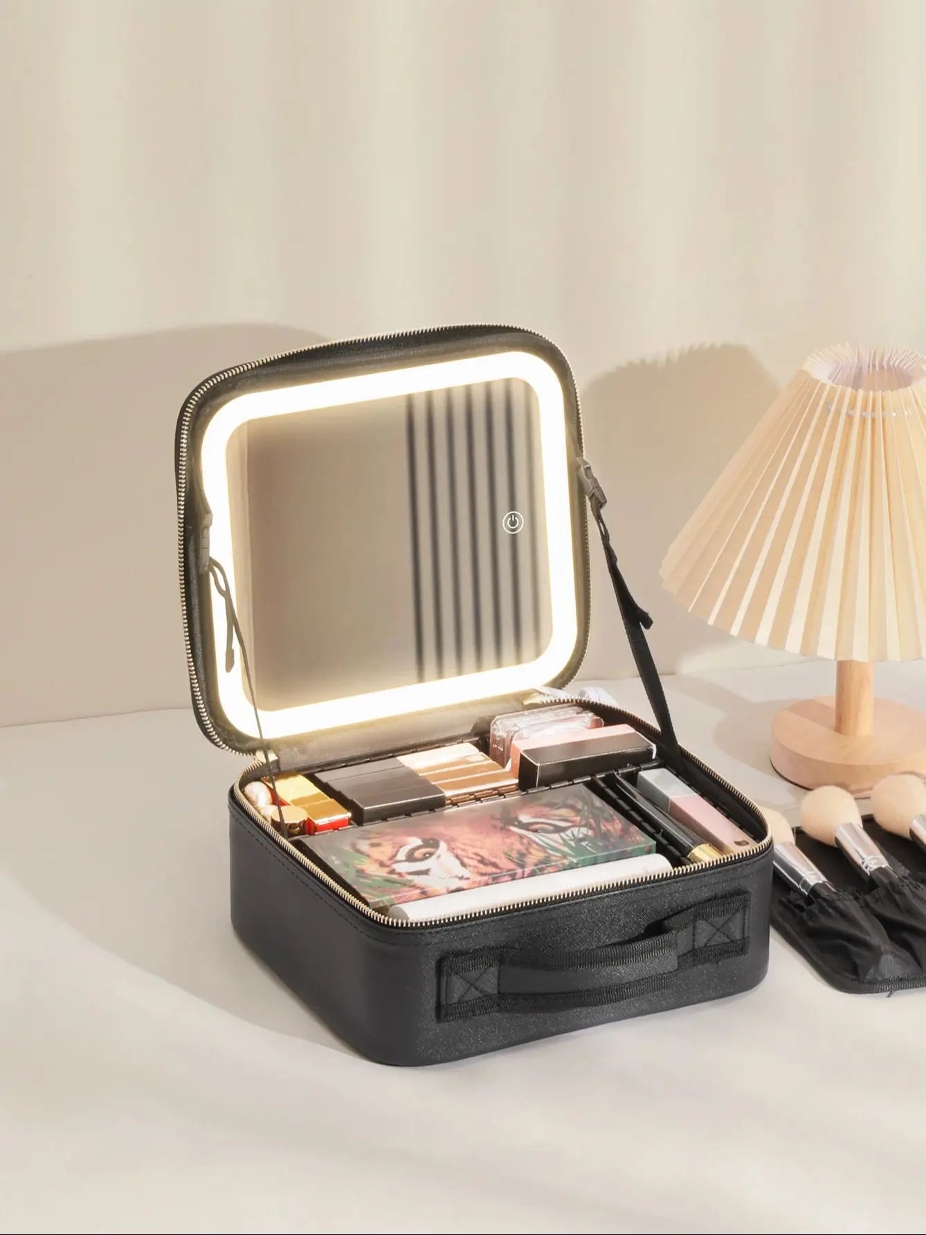 Mirrored Adjustable Makeup Train Case