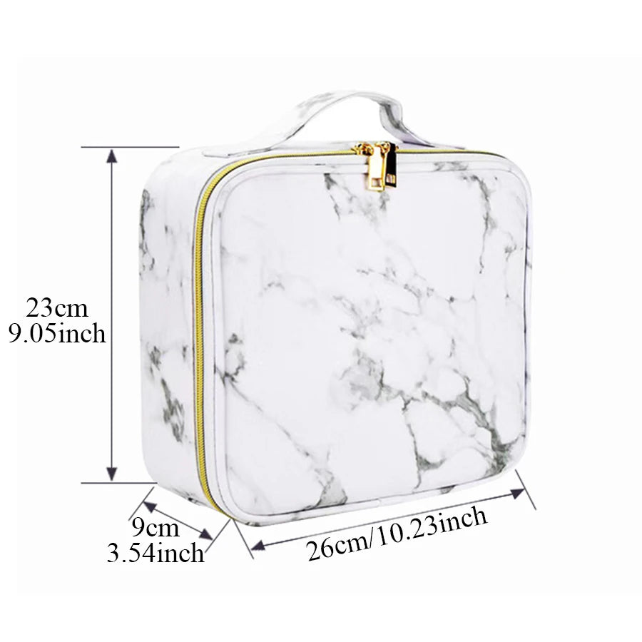Marble Waterproof PU Cosmetic Storage Bag Professional Makeup Handbag Travel Makeup Desktop Organizer Toiletry Makeup Bag