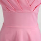 Pink Summer Dress Women V Neck Vintage Robe Elegant Retro pin up Party Office Midi Dresses