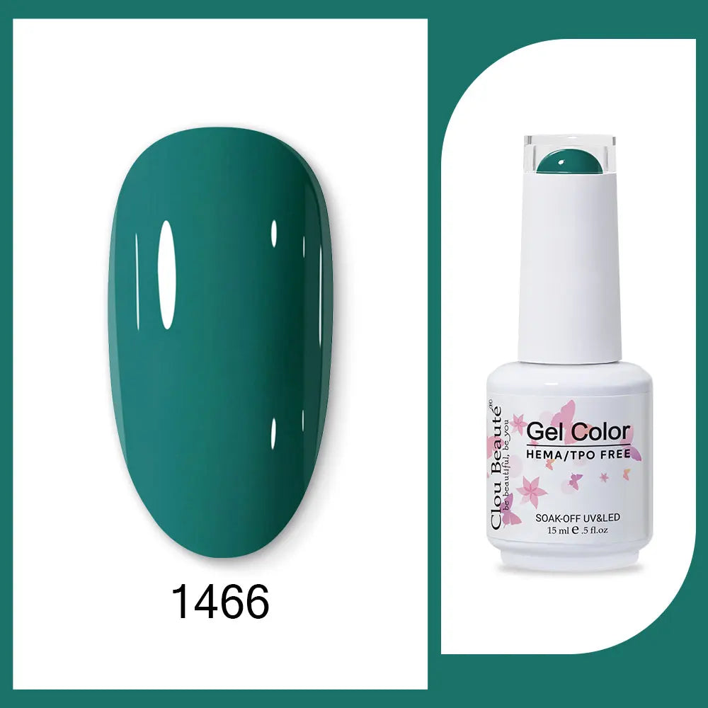 Clou Beaute 15ml HEMA TPO FREE Gel Nail Polish Bright Dark Army Green Gel Lacquer Semi Permanent Art Organic  Nail Gel Varnish