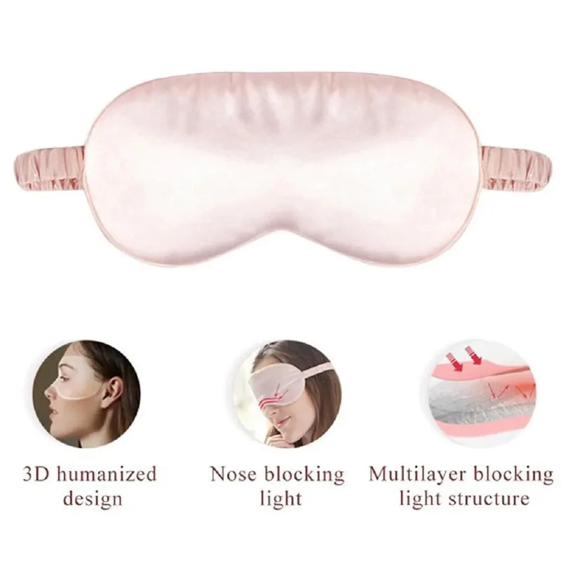 Silk Sleep Mask Soft Eye Masks 100% Blackout Adjustable Strap Zero Eye Pressure Blindfold for Uninterrupted Rest