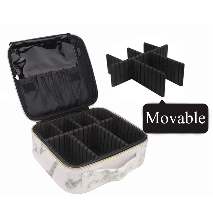 Marble Waterproof PU Cosmetic Storage Bag Professional Makeup Handbag Travel Makeup Desktop Organizer Toiletry Makeup Bag