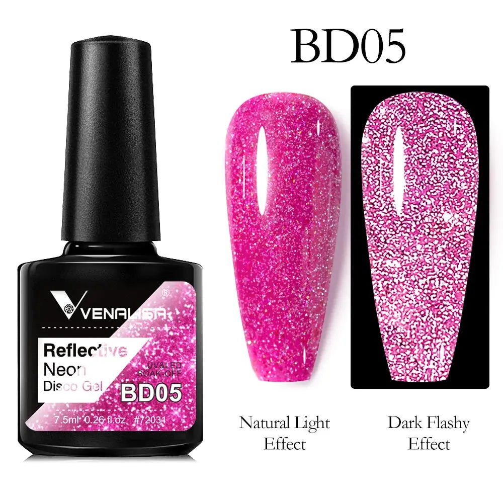 VENALISA Reflective Disco Glitter Full Coverage Super Diamond Sparkle Pigment Gel Nail Polish Soak off UV LED Nail Gel Varnish