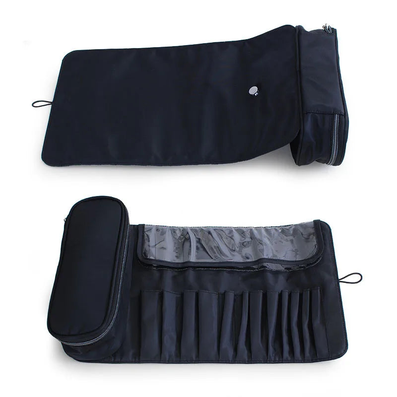 Makeup Bag Women's Cosmetic Brush Bag Travel Organizer Makeup Brushes Fold Tools Rolling Bags Waterproof Nylon Makeup Case